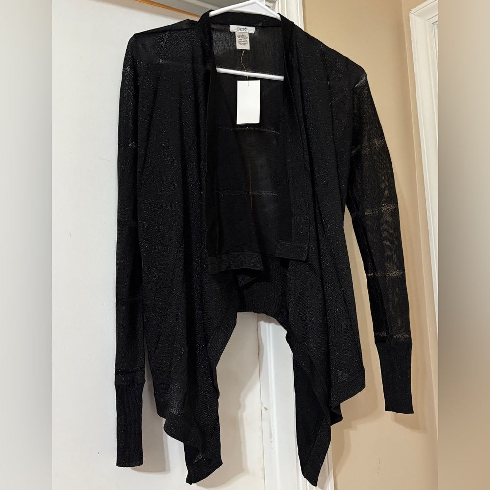 Vintage NWT Cache Metallic Black Open Rayon Blend Knit Sweater Sz Medium